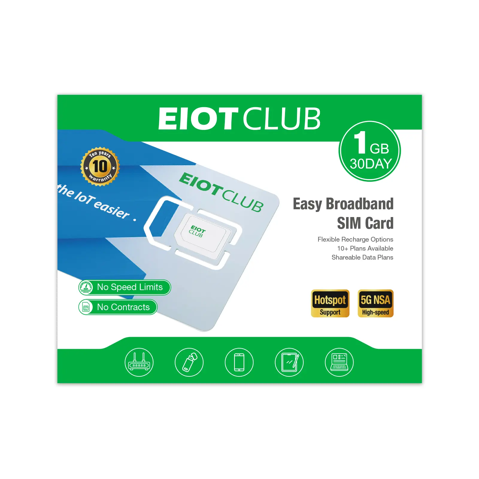 3-in-1 Cellular SIM Internet Card - 1GB 30DAYS Data for WiFi Hotspot, Unlocked Modem SIM, Smartphone, Cellphone Accessories, US LTE Bands Required for Business Use