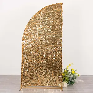 Gold Double Sided Big Payette Sequin Chiara Backdrop Stand Cover For Half Moon Wedding Arch 6ft