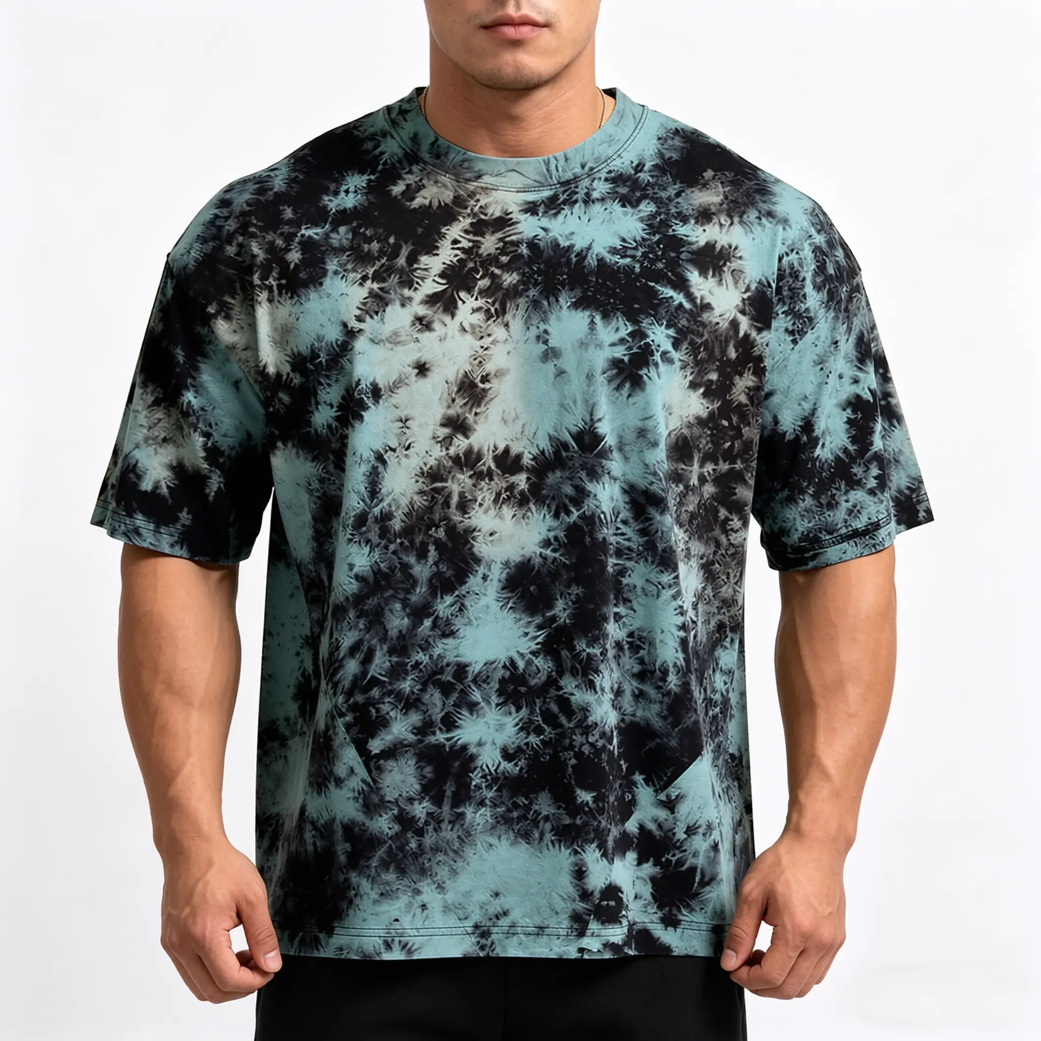 Men's Handmade Tie-Dye T-Shirt, 100% Cotton Oversized Loose-Fit Top with Short Sleeves for Casual Streetwear, Vibe, Baggy, Relaxed Fit, Shortsleeve, Fabric