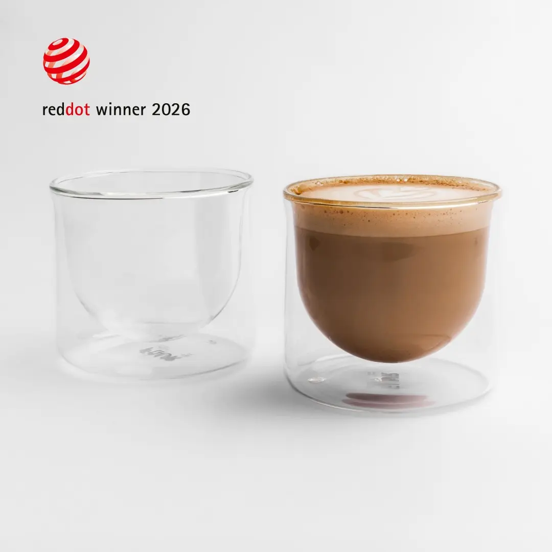 FLUR Latte XL Glasses (Set of 2) – Perfect for, Lattes, Matcha, & Chai – For Hot or Iced Drinks – Double-Walled Borosilicate Glass – Handmade, Lightweight & Durable – 10oz