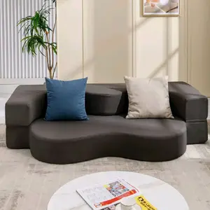Foldable Sofa Bed, Leathaire Floor Sofa Bed, Fold Out Couch Bed, Futon Sofa Bed