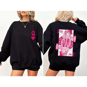 Queen of Hearts Sweatshirt, Cards Shirt, Games, Valentine's Day Sweatshirt, For Women