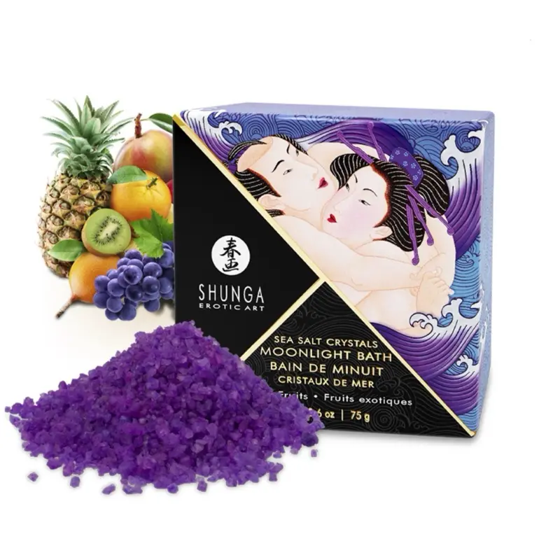 Shunga Erotic Art Sea Salt Crystals Moonlight Bath Fruits Exotiques 75g for Relaxation