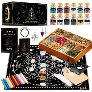 80 Pack Witchcraft Supplies Kit, Witch Starter Kit for Beginners, Wiccan Tools Set with Spell Candles, Chakra Healing Crystals and Dried Herbs, Witchy Gifts for Women, Zodiac Lunar Magick, Spell Jar and Spiritual Ritual Kit