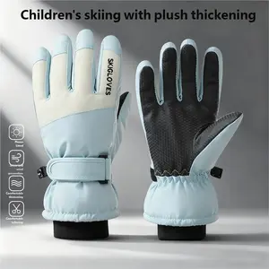 Winter Warm Gloves, Thick Anti-Slip Snow Play Mitts, Kids Cycling Skiing Gloves, Simple Design, Cold Weather Protection, Outdoor Sport Active