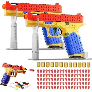 (2pcs)Tactical DIY Building Block Handle Set, Fun Building Block Kit  Display Stand for Adults, Fun Assembly Toy  Reusable Parts, Creative Construction Grip Kit Suitable for rich team activities, birthday, party, Holiday gifts for children with brick