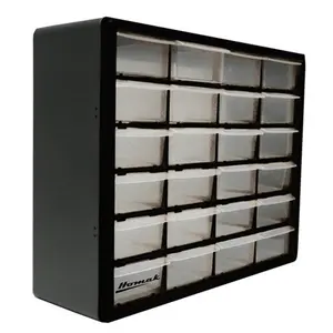 15.62 x 19.75 x 6.25 in. 24 Drawer Plastic Parts Organizer - Clear & Black, Tool Storage, Quick View