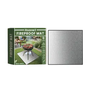 Outdoor BBQ Fireproof Mat, Square Waterproof Fire Resistant Pad for Lawn & Patio