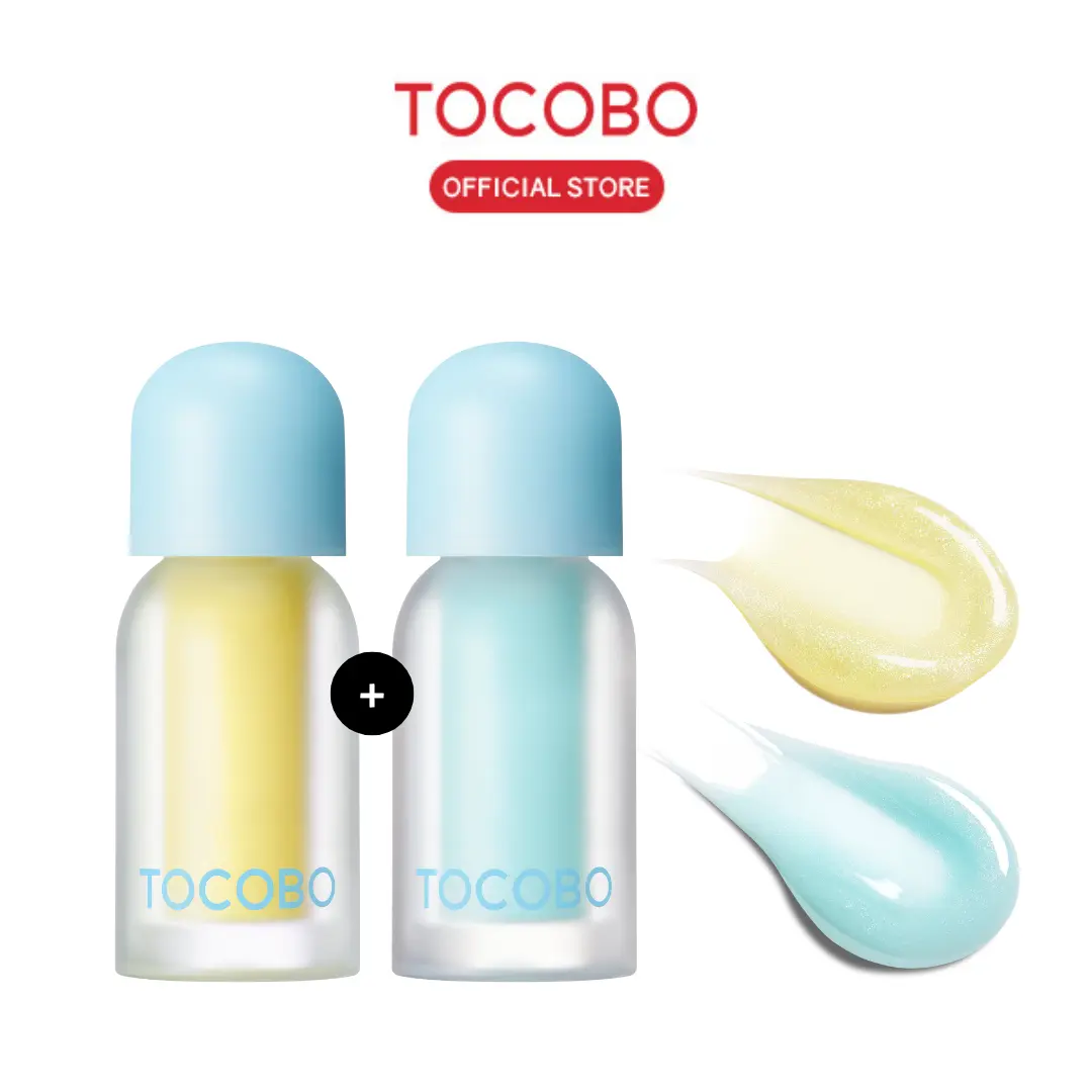 [TOCOBO Official] 2X Plump Power Lip Oil Duo | Hydrating Glossy Honey Lemon Max Plump Juicy Lips Moisture Lightweight Berry Smooth