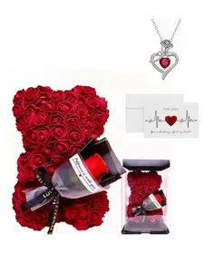 Handmade Rose Bear Gift Set Box, Floral, Perfect for Mother's Day, Valentine's Day, Anniversaries, Birthday, Girlfriend, Mom, Best Friend Gifts