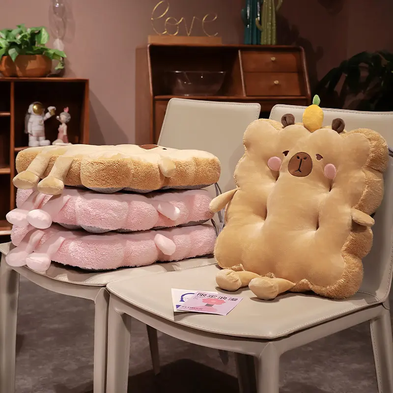 Ultra-Soft Capybara Animal-Shaped Stuffed Toy Square Seat Pad, Comfy Soft Touch Cushion - Non Slip Chair Cushion for Relieving Hard Chair Discomfort, Home Decor Accessory, Comfy Cushions