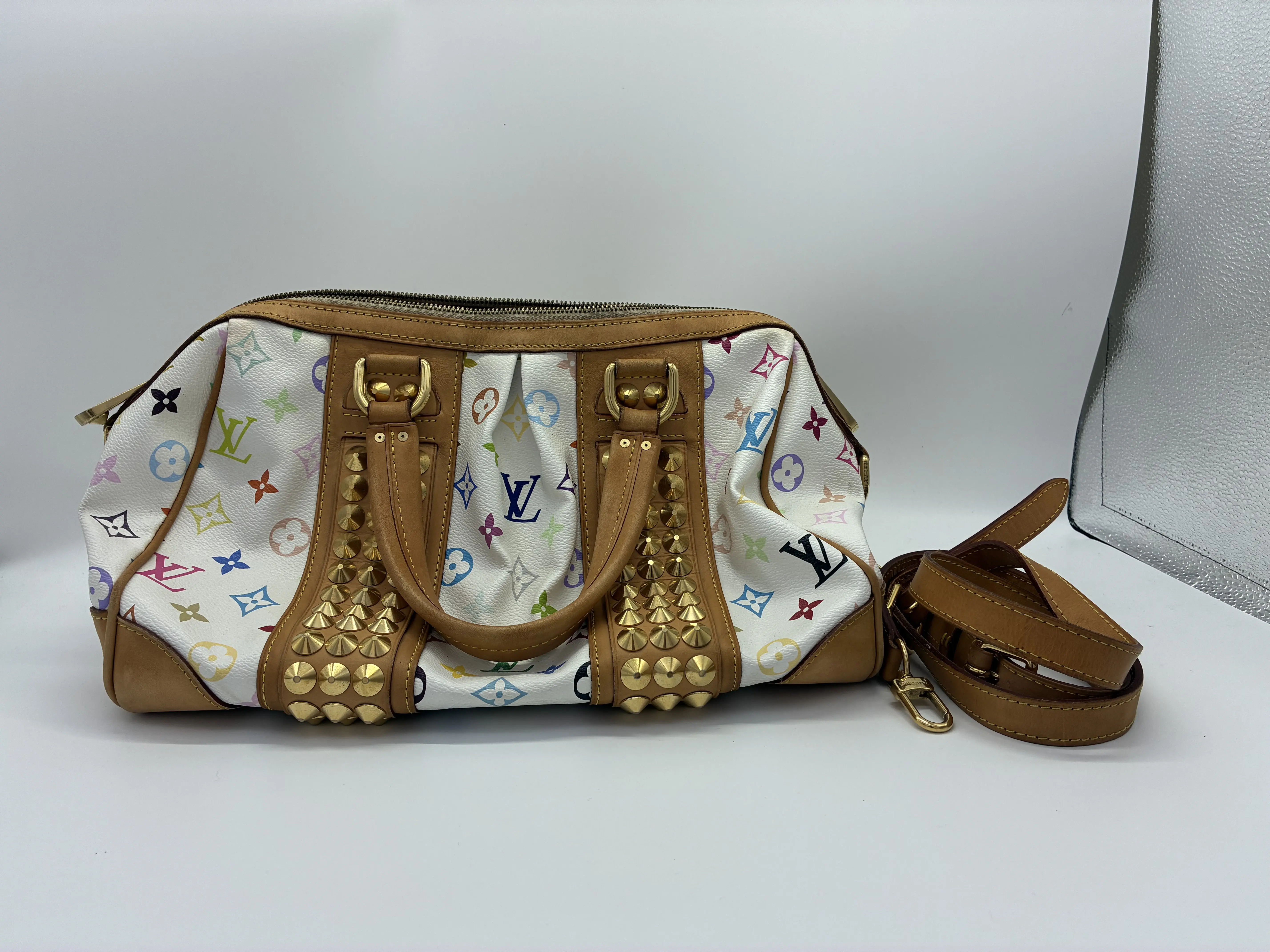 Pre-owned Louis Vuitton x Takashi Murakami Multicolor Canvas Crossbody Shoulder Bag, Fashion Crossbody Purse, Fashionable Patterned Bag