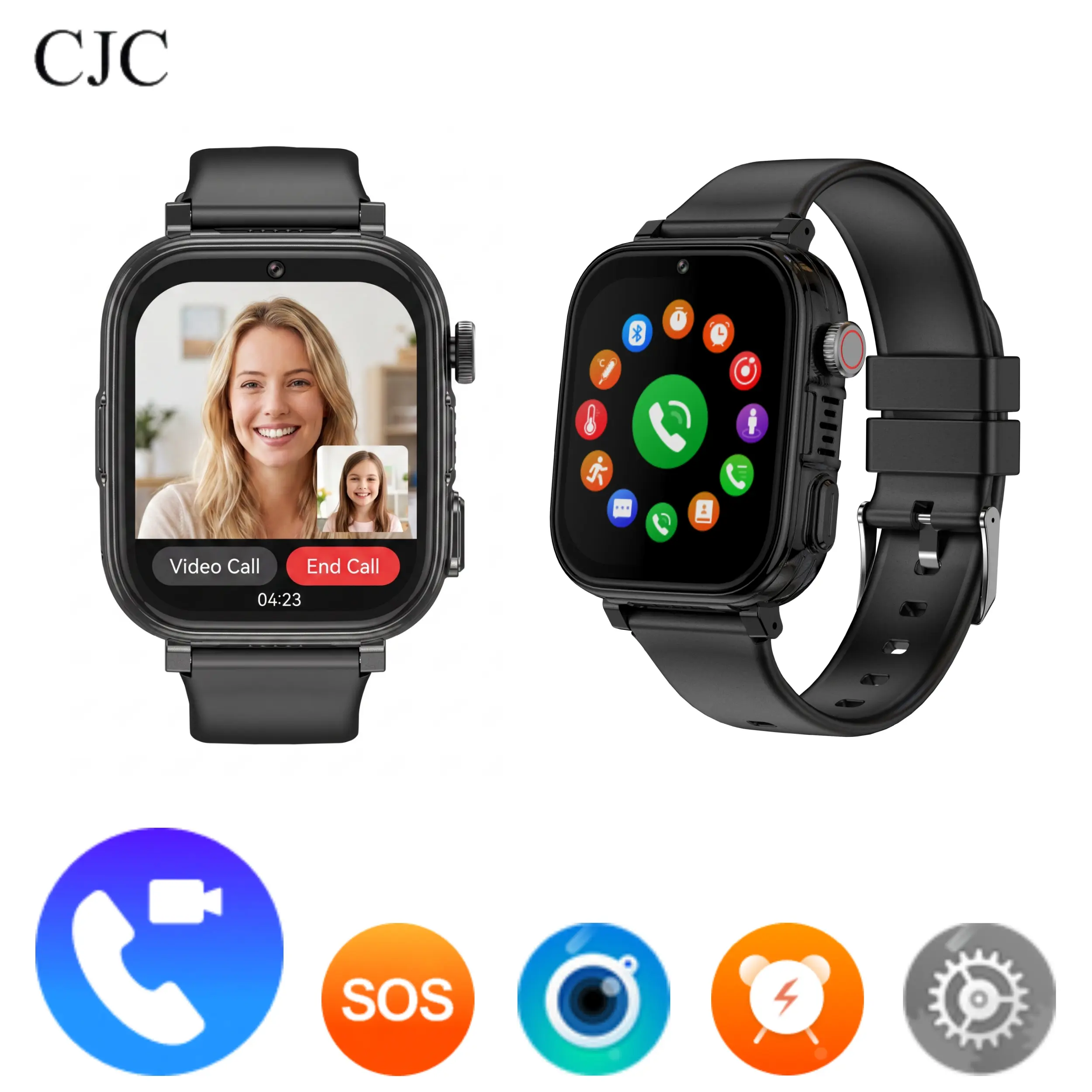 CJC offers a variety of new and existing 4G children's smartwatches equipped with a 1.83-inch HD touchscreen. High-end versions include GPS, an SOS emergency button, two-way calling, a camera, and multiple games, suitable for children aged 3-12.