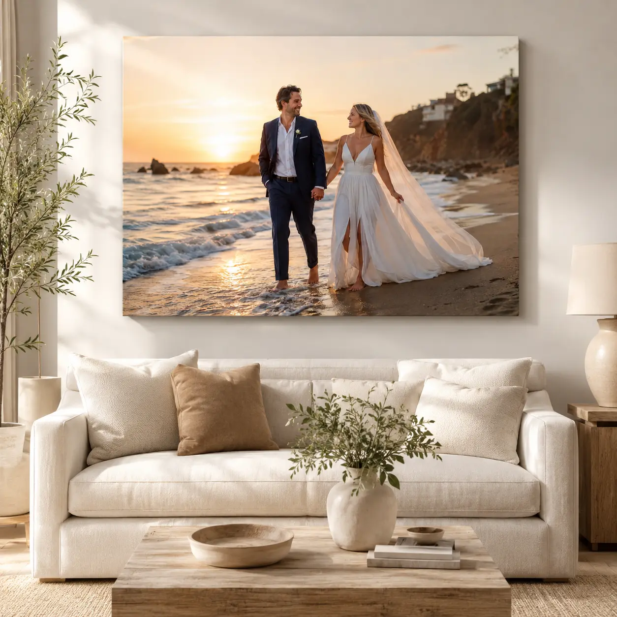 1.5 Inch Thick Personalized Photo Canvas Wall Art, Custom Wedding Photo Gift, Frameless Canvas Print, Couple Portrait Home Decor contemporary painting