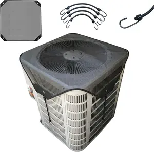 Outdoor Durable Air Conditioner Cover 28" x 28" Waterproof & Ventilated Top for External Machines with 4 Hooks for Secure Attachment Protects Against Dust and Cold Air PVC Mesh for Ventilation Home Supplies