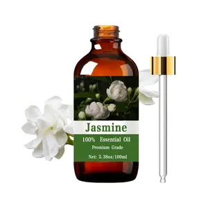Jasmine Essential Oil 100ML/3.38oz, Pure Perfume Grade, Hair, Skin & Body Care, Massage, Diffuser, Cleaning, Natural Scent, Long-Lasting Moisturizing