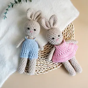 Handmade Bunny Stuffed Rabbit Toys for New Born Baby Easter Gifts Infant Grab Toy