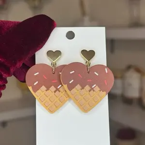 Heart shaped waffle earrings