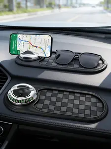 [Holiday Haul]  Multifunction Car Anti-Slip Mat, 2025 Multifunctional Car Dashboard Mobile Phone Holder, Auto Universal Rotatable Anti Skid Car Dashboard Pad with Temporary Parking Number
