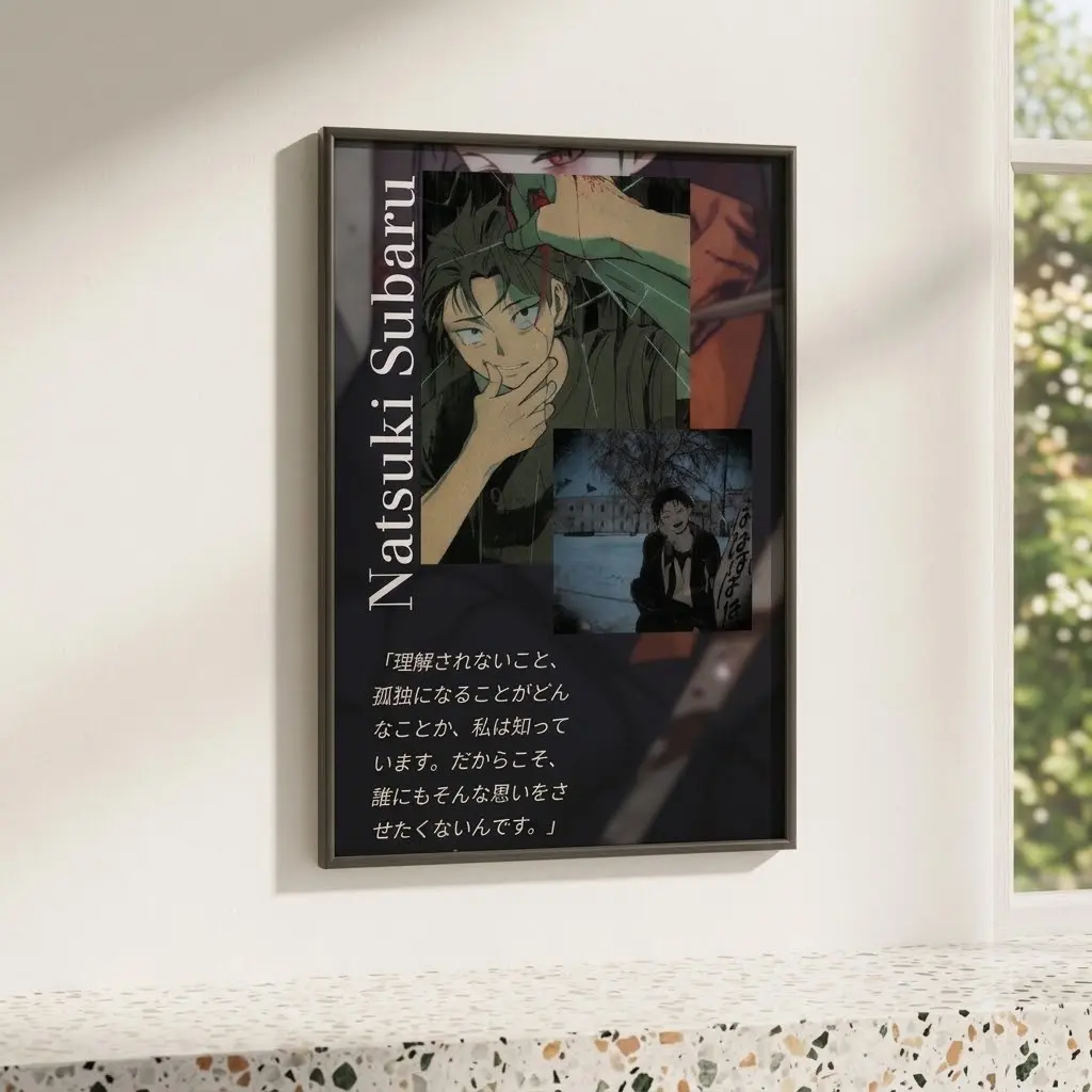 Re Zero Natsuki Subaru Poster, Dark Anime Wall Art, Gothic Fantasy Room Decor, Anime Gift Ornaments No-frame, Anime Room, Gift Ideas For Gamers
