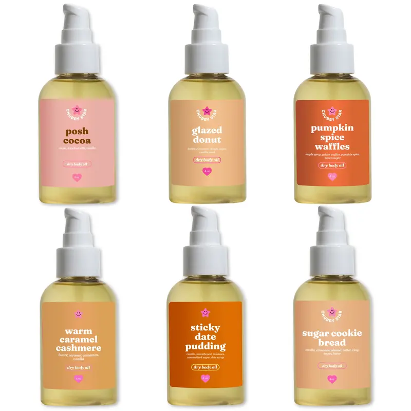 Fall Scented Body Oils -Gourmand, Cozy Pumpkin Spice Waffles, Glazed Donut, Sugar Cookie Aroma- Non-Greasy Dry Body Oil - Moisturizing Skincare