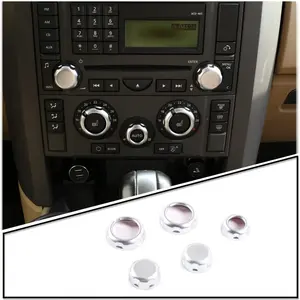 LLKUANG ABS Chrome Air Conditioner Switch Cover CD Button Knob Ring Compatible for Land Rover Discovery 3 LR3 2004-2009