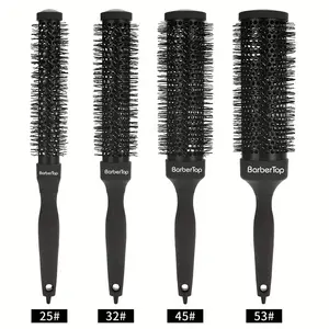 4pcs Women's Professional Nano Thermal Ceramic & Ion Technology Hair Styling Set - High-Temperature Resistant Round Brush & Curling Iron-like Rollers for Voluminous Bangs, Wavy Curls, Buns, Updos