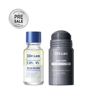 Dr.Leo 2-Step Acne Treatment Kit – Charcoal Cleansing Mask Stick (45g) with Oil Control, Niacinamide & Fast-Acting Salicylic Acid Powder Drying Lotion (20ml) for Pimple Spot Treatment, Deep Pore Cleansing, Blackhead Removal,summerwins