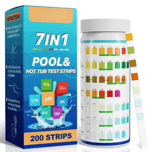 Pool Test Strips: 200CT 7-Way Professional Hot Tub &  Test Kit for Bromine pH Total Chlorine & Hardness Cyanuric Acid and  Accurate Testing Above Inground Swimming Pool Water (200)