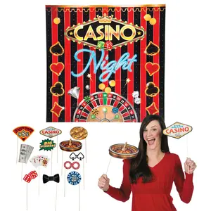 Casino Party Photo Booth Backdrop & Props Kit - 13 Pc.