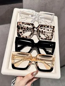 Unisex Fashionable Leopard & Ombre Pattern Eyeglasses, Trendy Casual Eyeglasses for Everyday Use, Fashion Accessories for Outdoor Activities, Stylish Square Frames