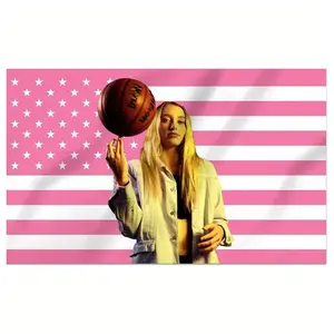 [For Indoor/Outdoor] 1pc Paige Bueckers Basketball Decorative Tapestry 91.44x152.4cm - American Tapestry Design with Pink Stars, Durable Fabric, 2 Brass Grommets for Indoor/Outdoor College Dorm Room Decor, Sports Theme Decor |   Vibrant Wall Art