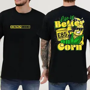 Life is Better in a Cornfield 1320 Double-Sided T-Shirt Funny Racing Corn T-Shirt for Adults High-Quality Cotton Crew Neck Tee for Various Occasions