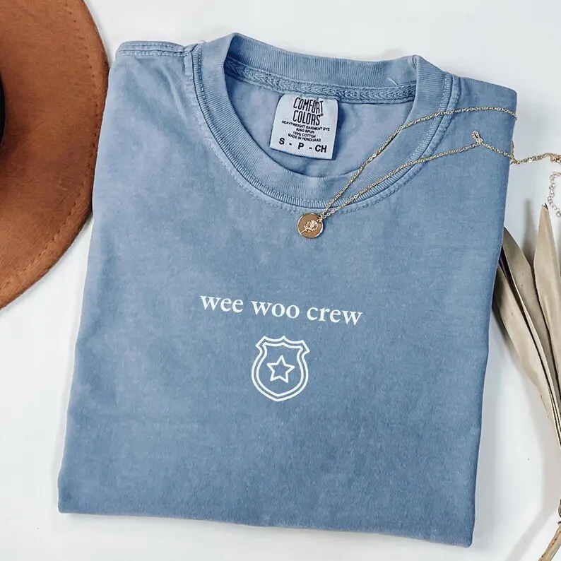 Comfort Colors Police Shirts, Wee Woo Crew Shirt, Law Enforcement Shirt, Gift for Police, Police Wife Shirt, Blue Line, Police Officer Apparel