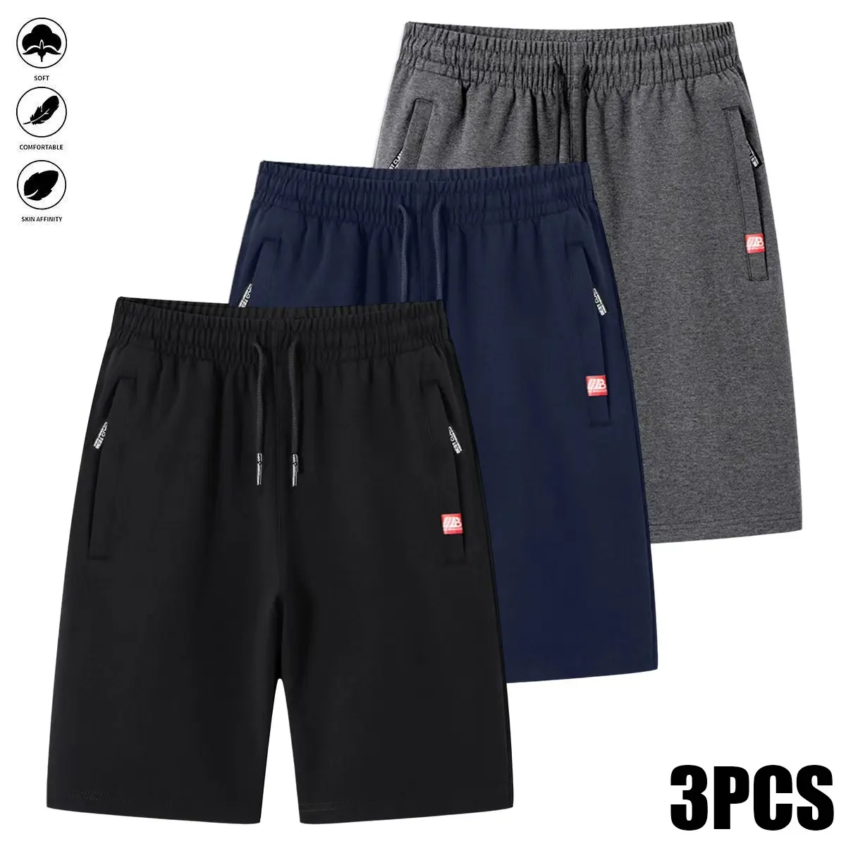 Men’s 3-piece casual athletic shorts set featuring zippered pockets and a drawstring waistband, made from soft, lightweight, breathable fabric, suitable for summer running, dates, and everyday wear,Joggers Pants,summerwins Men’s 3-piece casual athletic shorts set featuring zippered pockets and a drawstring waistband, made from soft, lightweight, breathable fabric, suitable for summer running, dates, and everyday wear,Joggers Pants,summerwins