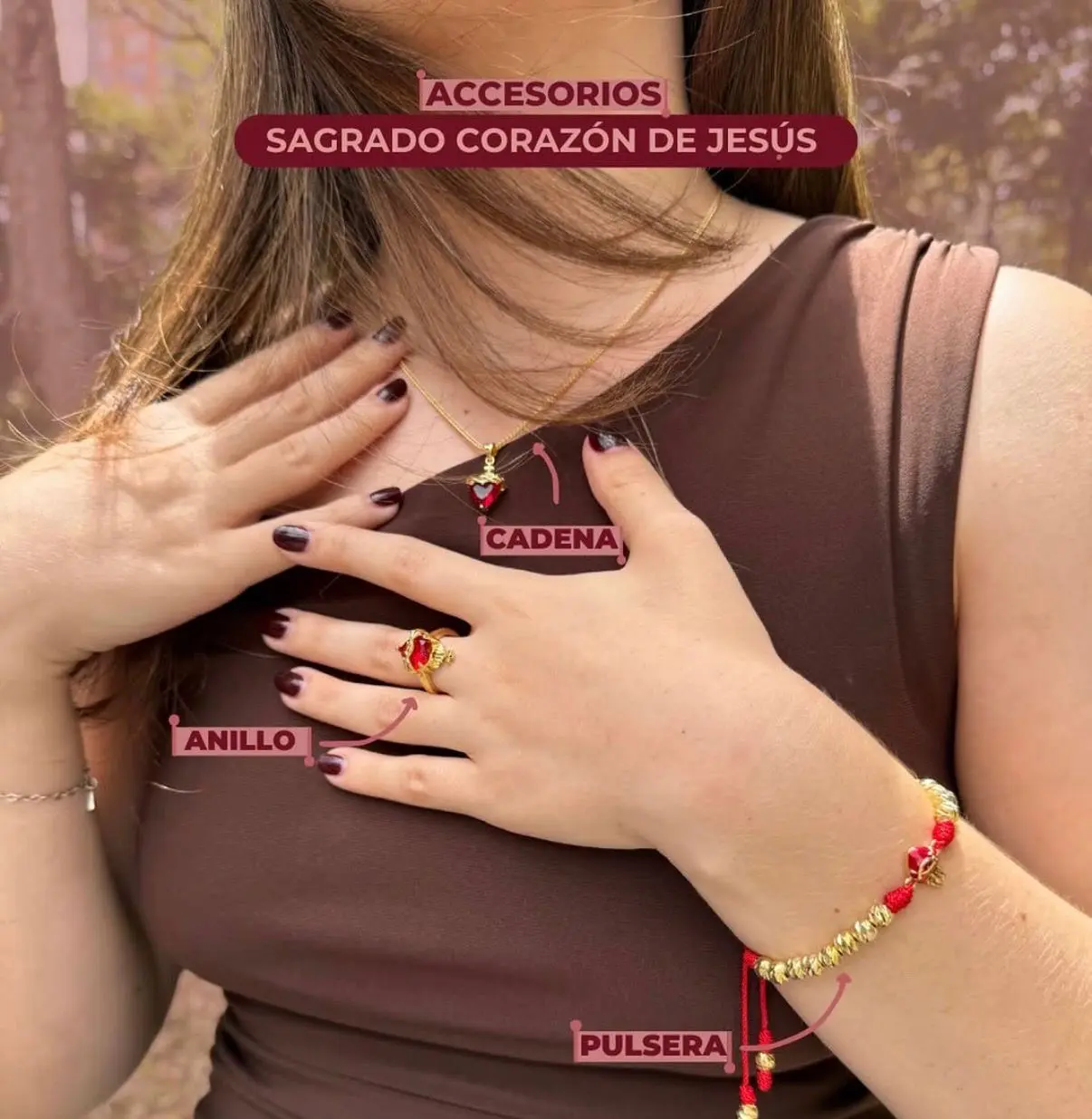 Sacred Heart of Jesus Bracelet Handmade Blessing Jewelry 18K Gold Plated Beads Red Thread Spiritual Symbol Divine Love Protection Gift, Bracelet Style, Gold Beaded Bracelets