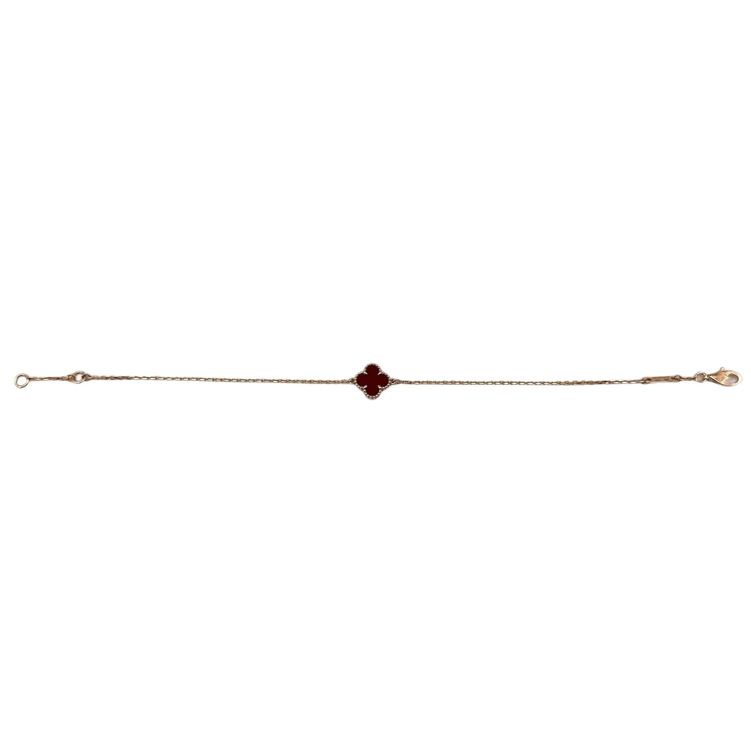 Pre-owned Van Cleef & Arpels 18k Pink Gold and Carnelian Sweet Alhambra Bracelet VC06