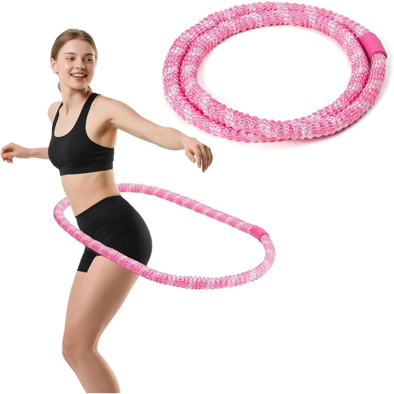 Weighted Hula Hoops for Adults, Foldable Soft Spring Hula Hoop for Women, Fitness Hoop, Exercise Weight Loss, Portable Waist Workout Ring, Slimming Training Equipment, Home Workout Equipment