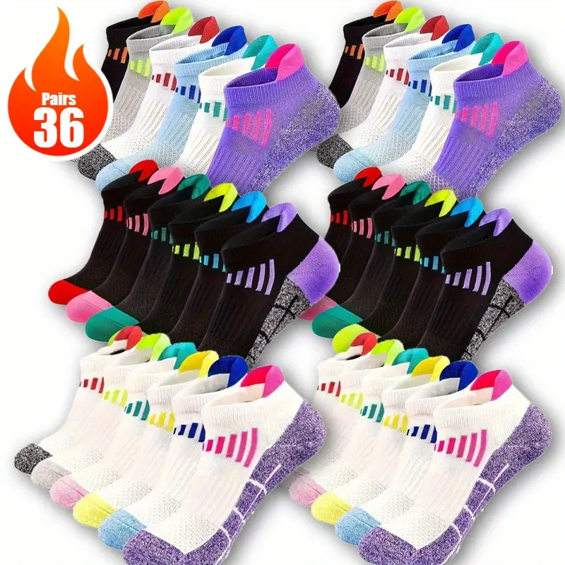 Women's Ankle Socks - Low-Cut, Slim-Fit Activewear Athletic Socks (Multiple Packs: 6/12/18/32 Pairs, 18pairs mix) - Breathable, Comfortable, Non-Slip, Moisture-Absorbing for Running, All Seasons Leisure