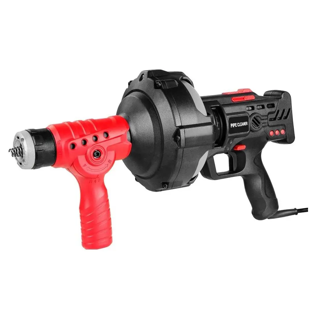 Corded Electric Auto-Feed Handheld Drain Auger Drain Clog Remover, 25ft/7m 300W 110V DC 0-550 RPM Pipe Clearing Tool with Replaceable Flexible Snake Cable, LED Light for 3/4"-2"/19-50mm Pipes, Kitchen Sink