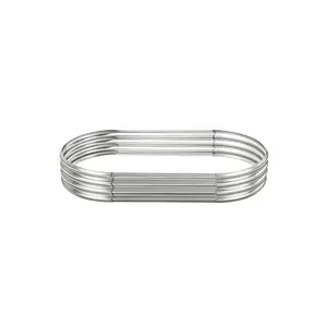 Galvanized Elevated Garden Bed Set with Safety Rubber Frame and Oval Metal Planting Boxes, Durable Raised Garden Planter for Vegetables, Flowers and Herbs, Easy Assembly and Weather-Resistant Design for Outdoor Gardening