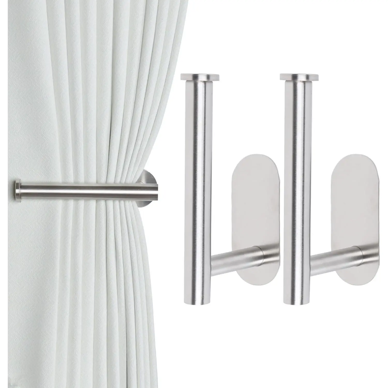 2 Pack Adhesive Curtain Holdbacks - No Drill Curtain Tie Backs & Pull Backs (2, )