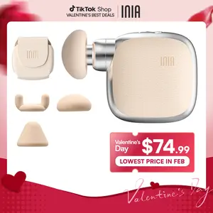 INIA PocketForce Palm-Sized Massage Gun – Portable Deep Tissue Massager with 3000 Percussions/Min, 7mm Stroke Depth & 10 lbs Force, Ultra-Quiet <48dB, 3 Heads & 4 Speeds, USB Rechargeable Travel Companion Gift Set