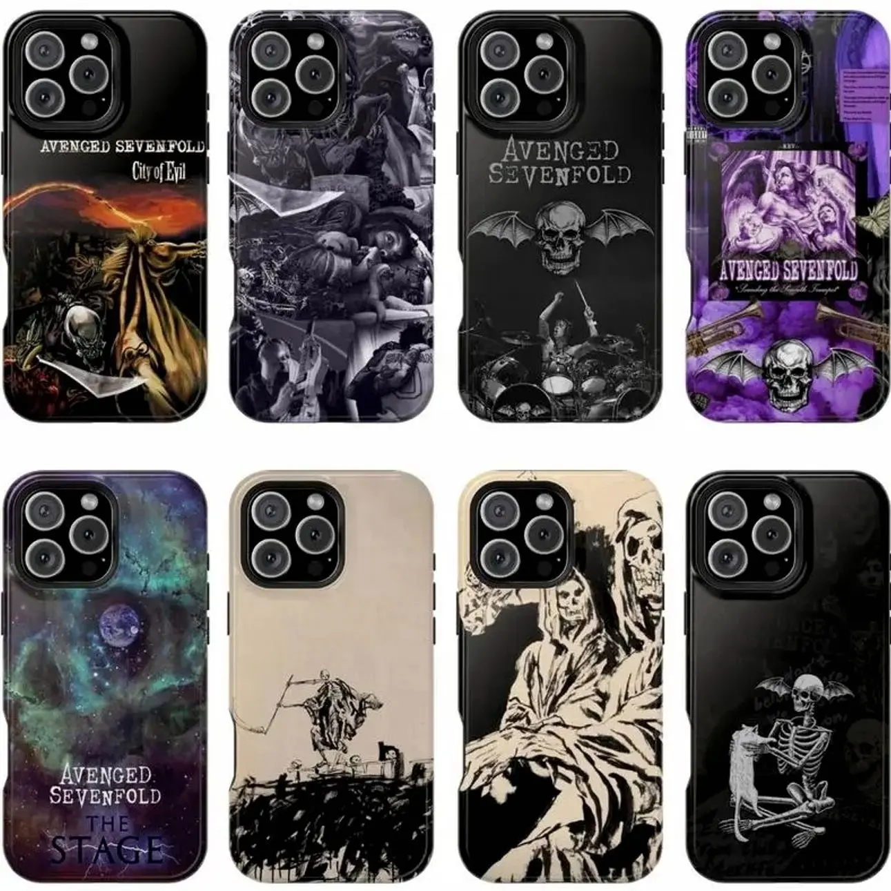Avenged Sevenfold A7X Skull & Bat Logo Phone Case Compatible with iPhone 17, 16, 15, 14, 13, 12, 11, X & Galaxy
