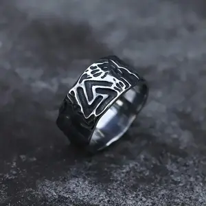 New Men's 316L Stainless Steel Rings Odin Viking Valknut Rune Ring For Teens Odin Amulet Jewelry Gifts