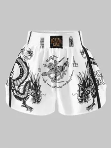 Men's Casual Boxing Shorts, Dragon Print Graphic, Stylish and Versatile, Regular Fit, Daily Wear, Fashionable and Trendy, Boxer Shorts, Casual Athletic Shorts