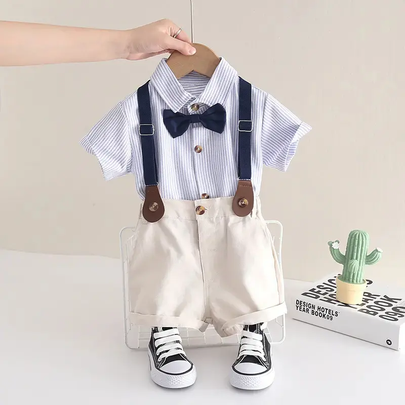 Children's School Uniform Summer Kindergarten Outfit Kids Class Uniform Performance Boys and Girls Shirt Clothing Set Short Sleeve Two-Piece Set