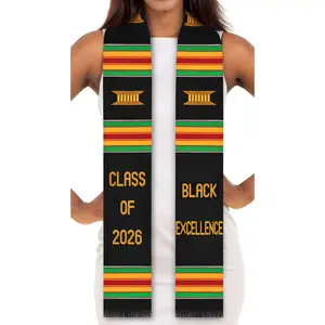 Black Excellence Class of 2026 Authentic Handwoven Kente Cloth Graduation Stole