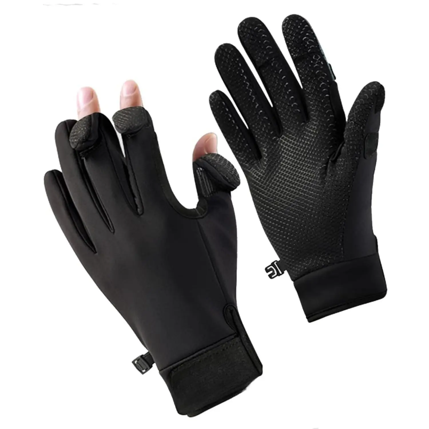 3 Fingertip Open Fishing Gloves for Men Women Winter Thermal Silicone Grip Touchscreen Gloves for Ice Fishing Cycling Kayaking Hiking Outdoor Sports