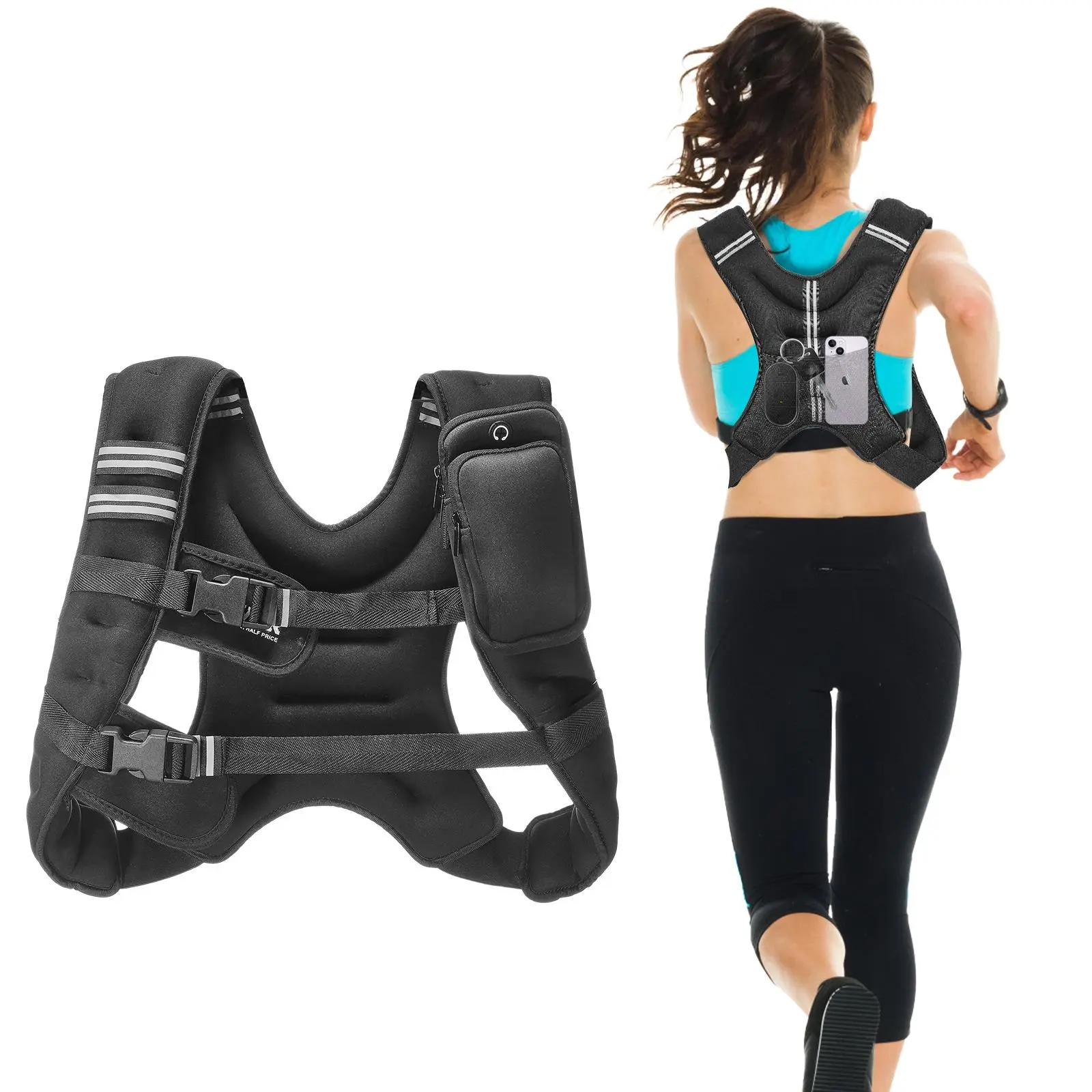 【SummerFinds】VEVOR Weighted Vest,  12 lbs Weight Vest with Reflective Stripe, Adjustable Buckle Body Weight Vest for Men Women, Workout Equipment for Strength Training, Running, Jogging, Fitness, and Weight Loss